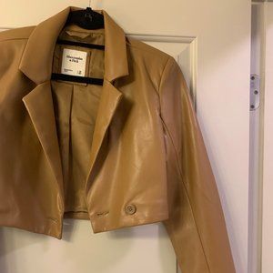 Abercrombie Cropped Vegan Leather Blazer